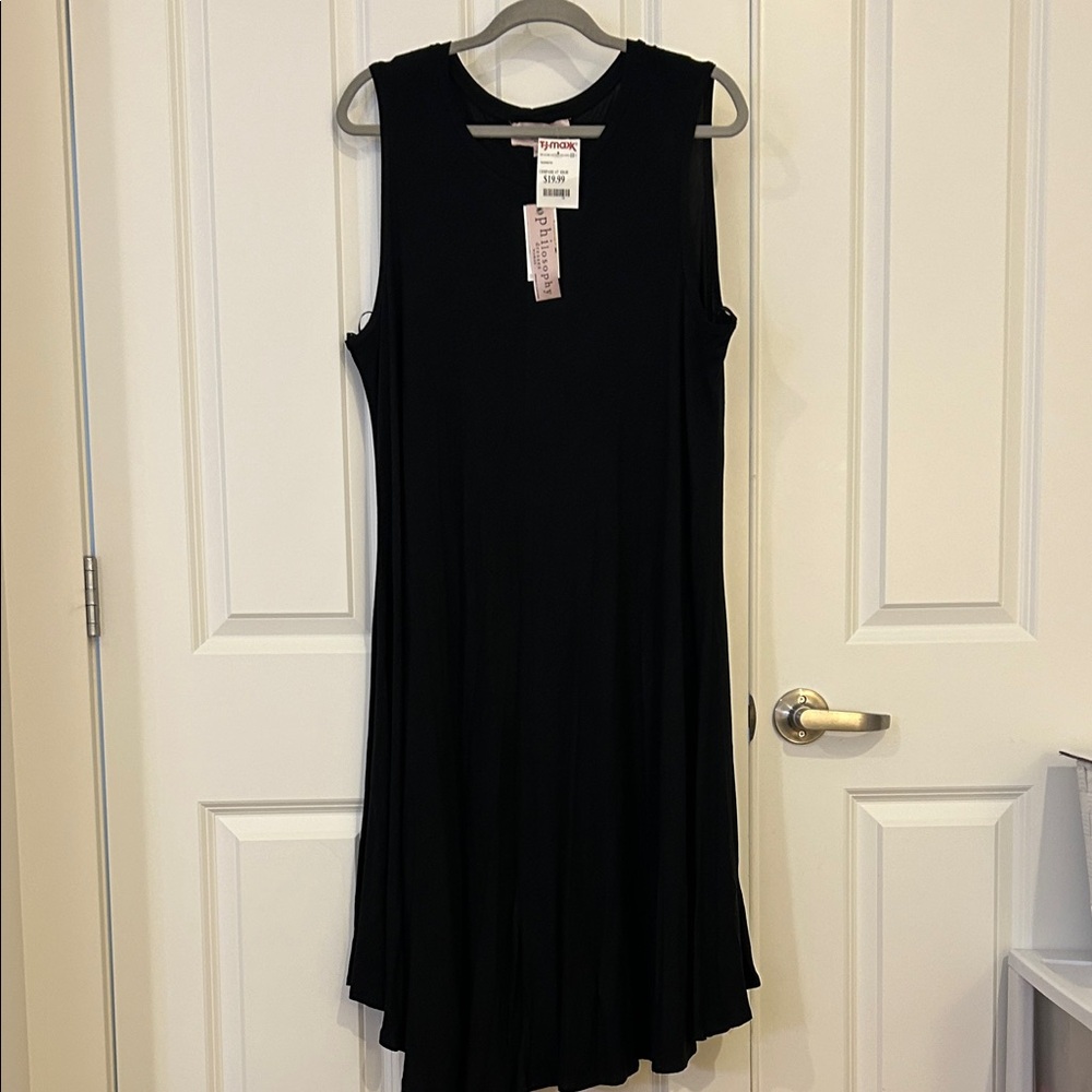 Philosophy Black Sleeveless Midi A-Line Dress